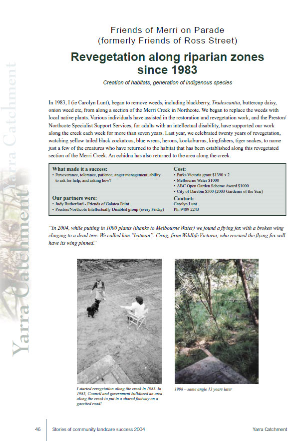 Article from Stories of Community Landcare Success 2004 