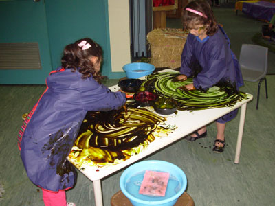 Children finger painting